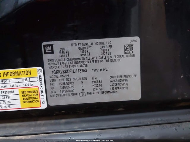 1GKKVSKD9HJ113753 GMC Acadia Limited