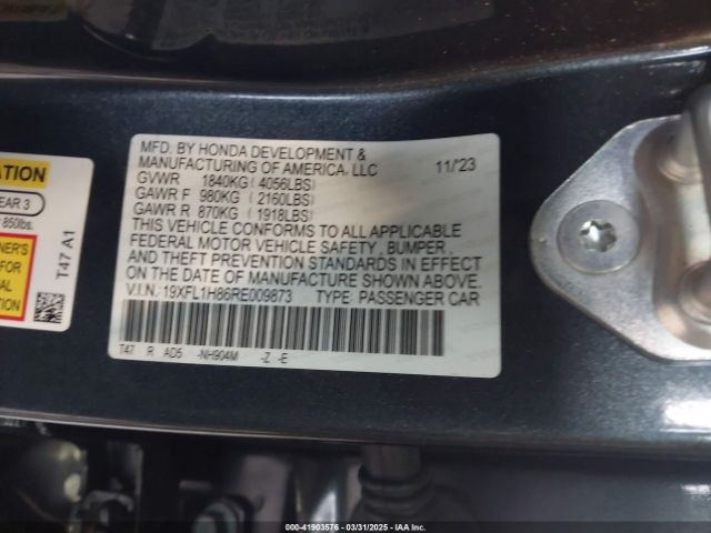 19XFL1H86RE009873 Honda Civic Sport Touring