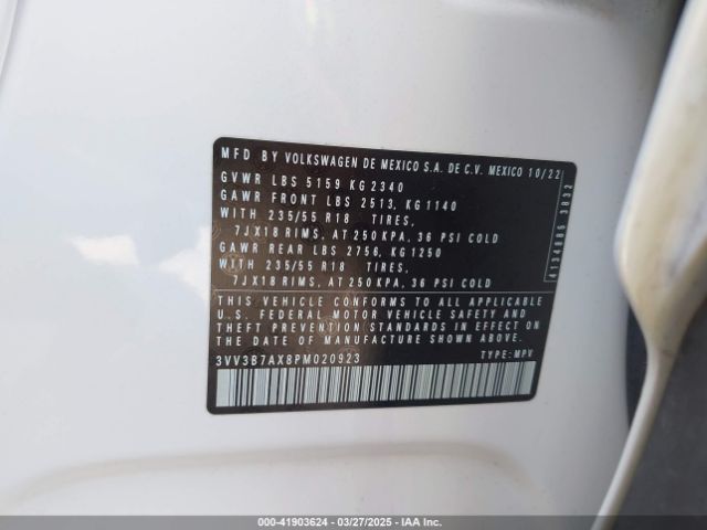 3VV3B7AX8PM020923 Volkswagen Tiguan 2.0t Se