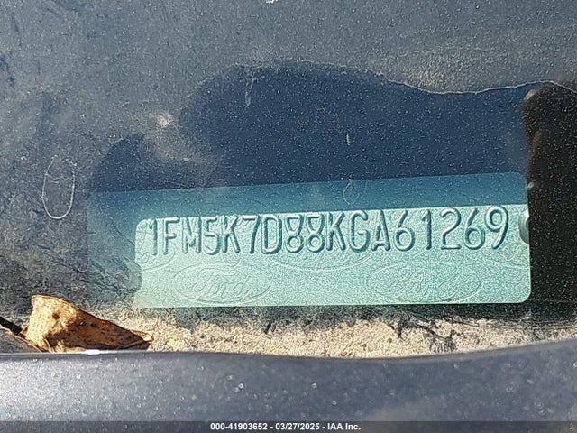 1FM5K7D88KGA61269 Ford EXPLORER XLT