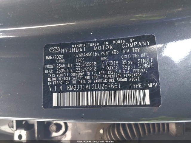KM8J3CAL2LU257661 Hyundai Tucson Ultimate