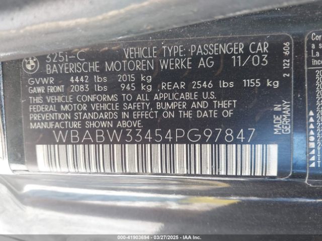 2004 BMW 325CI WBABW33454PG97847 Photo 8