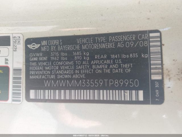 2009 MINI COOPER S CLUBMAN WMWMM33559TP89950 Photo 8