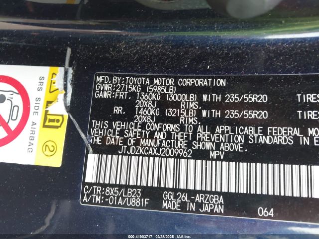 JTJDZKCAXJ2009962 Lexus Rx 350l Premium