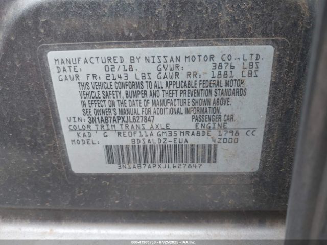 2018 NISSAN SENTRA 3N1AB7APXJL627847 Photo 8