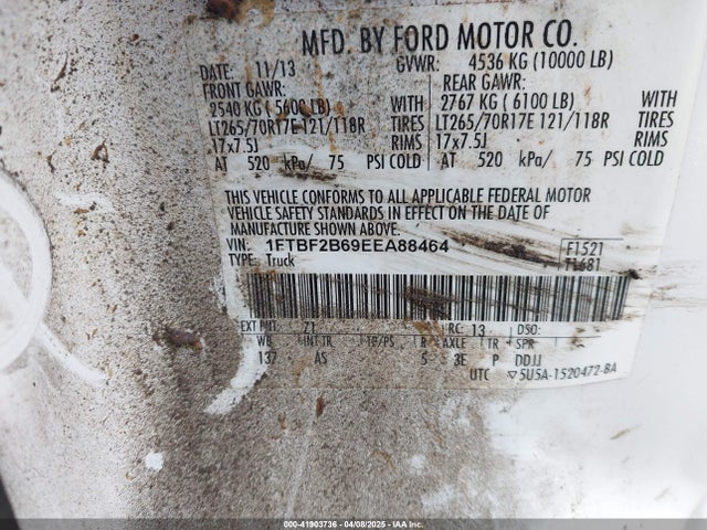 Ford F-250 Xl 2014 1FTBF2B69EEA88464 Image 9