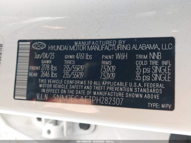 5NMJECAE3PH282307 Hyundai Tucson Limited