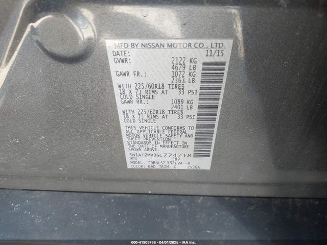 5N1AT2MV0GC774718 Nissan Rogue Sl