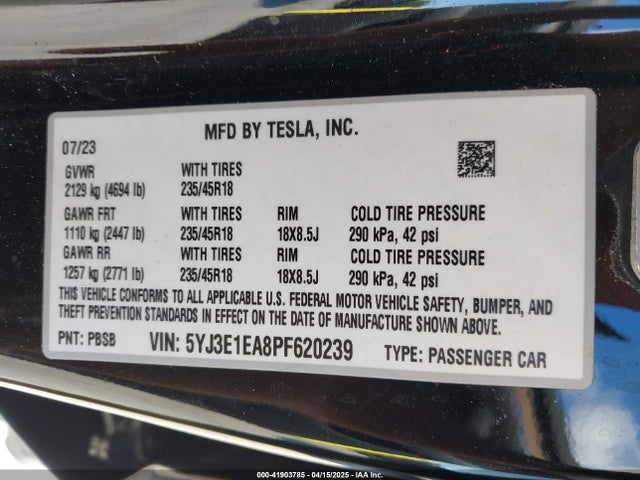 2023 TESLA MODEL 3 5YJ3E1EA8PF620239 Photo 8