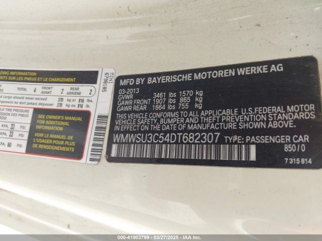 2013 MINI HARDTOP WMWSU3C54DT682307 Photo 8