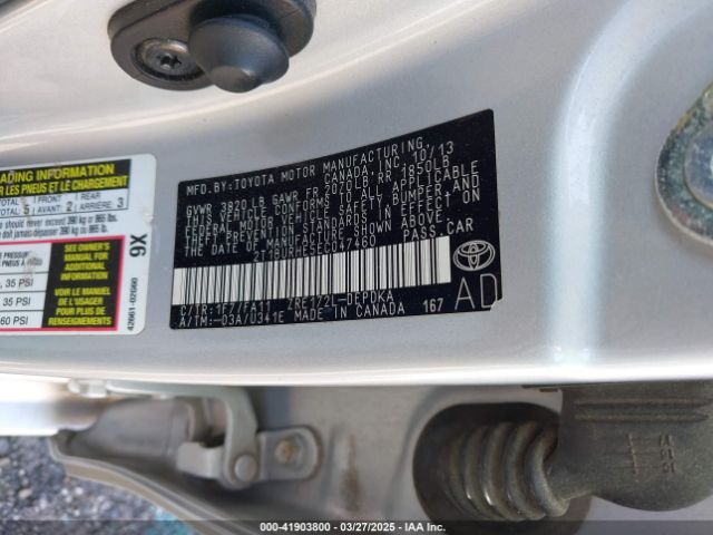 2T1BURHE5EC047460 Toyota COROLLA L