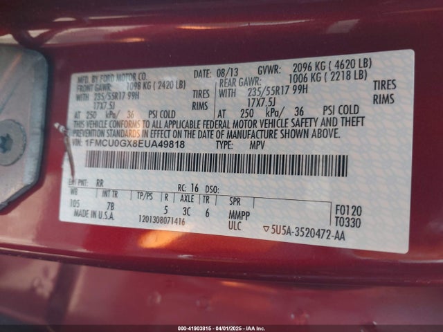 1FMCU0GX8EUA49818 Ford ESCAPE SE