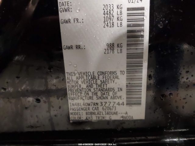 1N4BL4DW7RN377744 Nissan Altima Sv Intelligent Awd