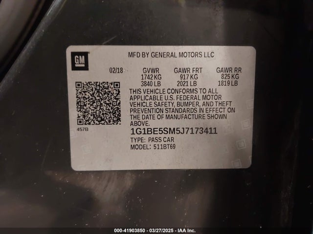 1G1BE5SM5J7173411 Chevrolet Cruze Lt Auto