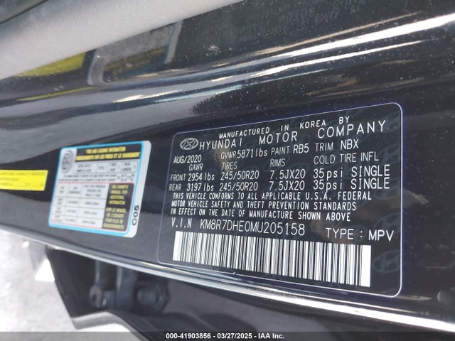 KM8R7DHE0MU205158 Hyundai Palisade Calligraphy