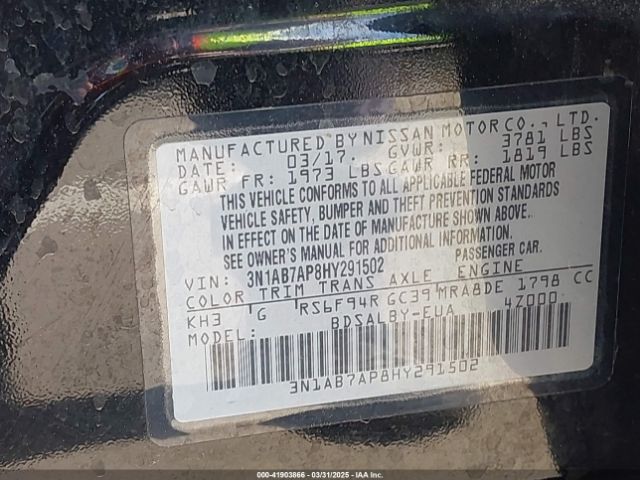 3N1AB7AP8HY291502 Nissan SENTRA S