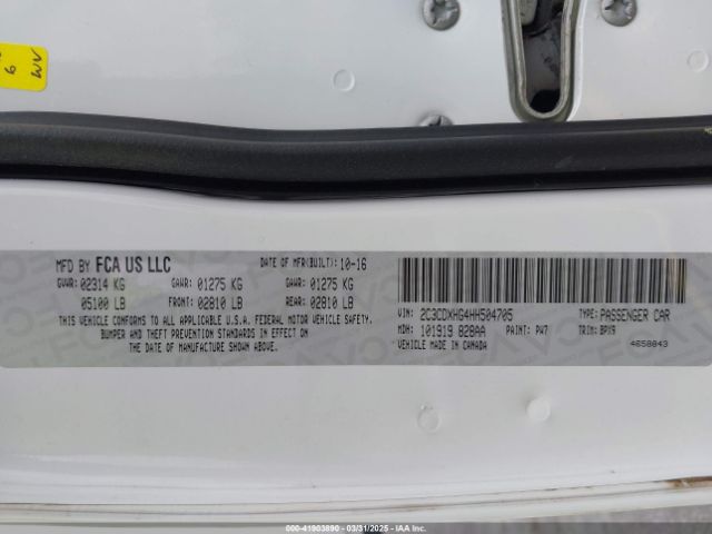 2C3CDXHG4HH504705 Dodge Charger Sxt Rwd