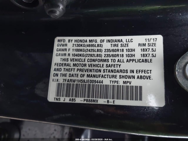 7FARW1H59JE009444 Honda CR-V EX