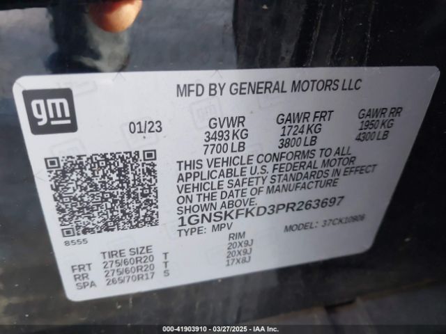 1GNSKFKD3PR263697 Chevrolet Suburban 4wd Premier