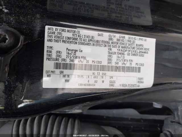 1FADP3F2XEL284465 Ford FOCUS SE
