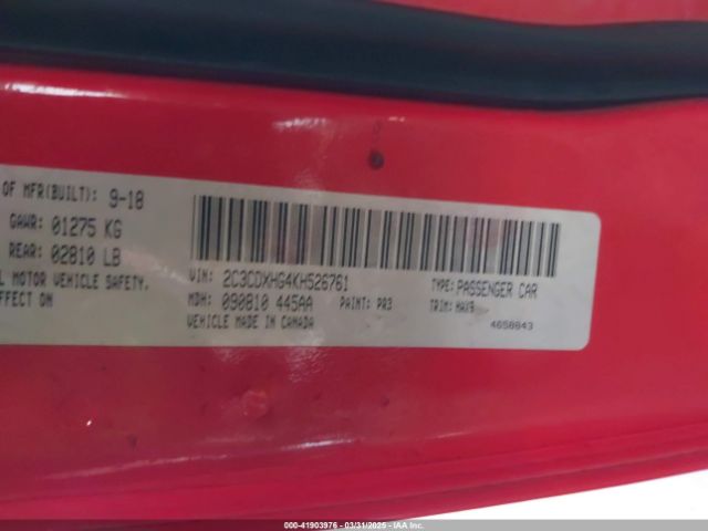 2C3CDXHG4KH526761 Dodge Charger Gt Rwd