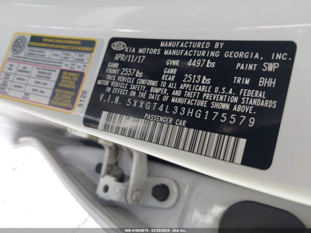 5XXGT4L33HG175579 KIA Optima Lx