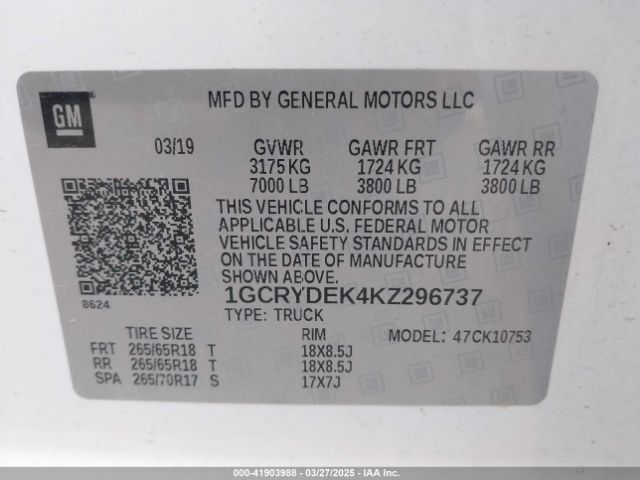 1GCRYDEK4KZ296737 Chevrolet Silverado 1500 Lt