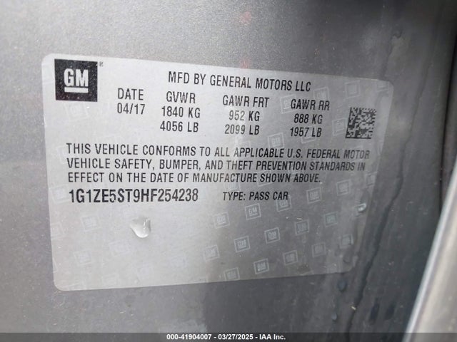 1G1ZE5ST9HF254238 Chevrolet MALIBU 1LT