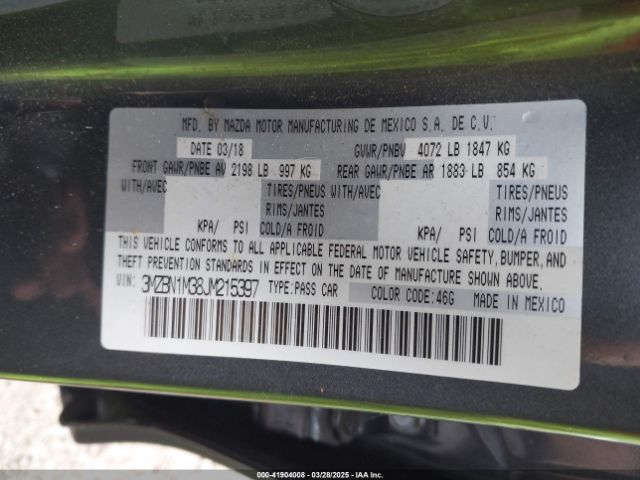 3MZBN1M38JM215397 Mazda Mazda3 Grand Touring