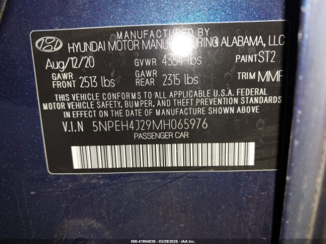 5NPEH4J29MH065976 Hyundai Sonata Limited
