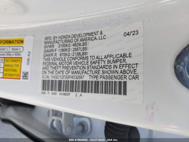 1HGCY2F50PA032697 Honda lfc5