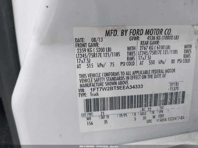 1FT7W2BT5EEA34333 Ford F-250 Xlt