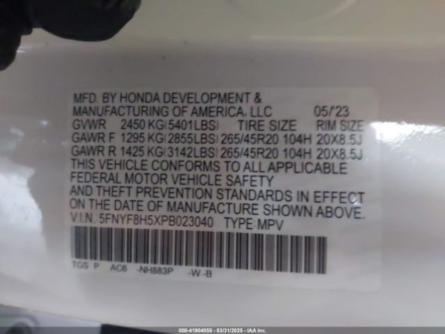 5FNYF8H5XPB023040 Honda Passport Awd Ex-l