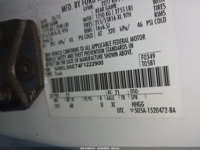 NM0LS6E74F1222900 Ford Transit Connect Xl