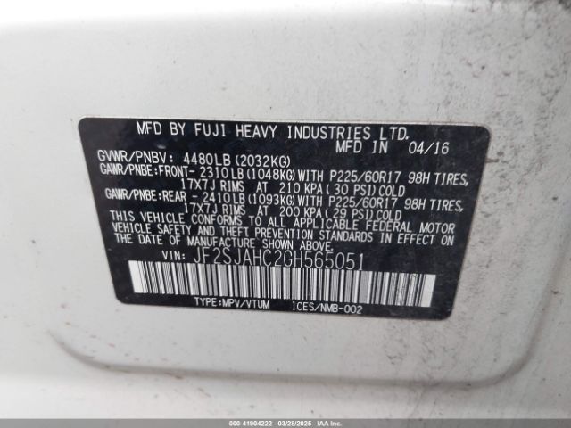 JF2SJAHC2GH565051 Subaru Forester 2.5i Limited
