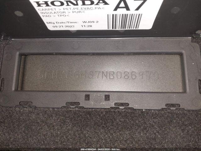 5FNYF6H37NB086970 Honda Pilot Awd Sport