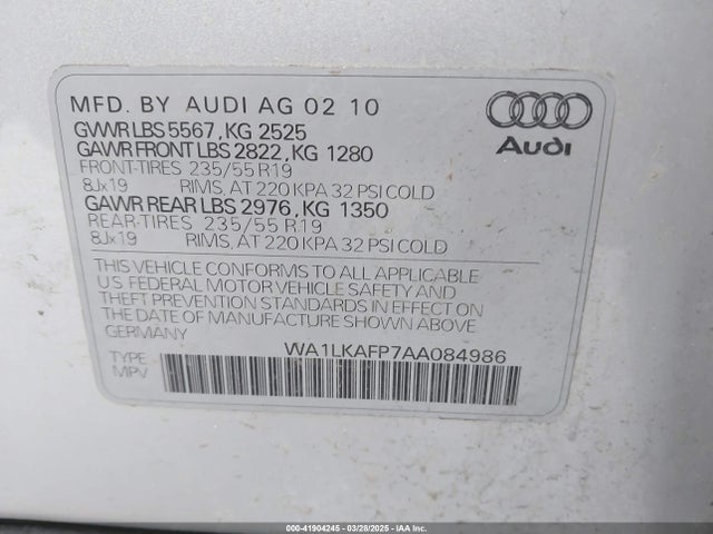 2010 AUDI Q5 WA1LKAFP7AA084986 Photo 8
