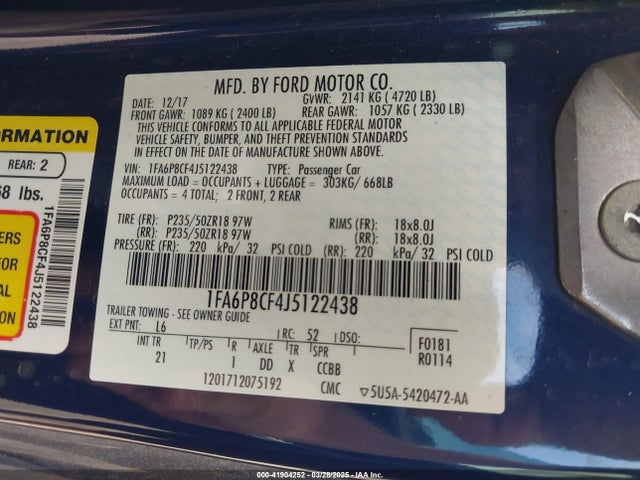 Ford MUSTANG GT 2018 1FA6P8CF4J5122438 Image 9