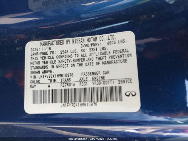 JN1FV7EK1HM610978 Infiniti Q60 3.0t Red Sport 400