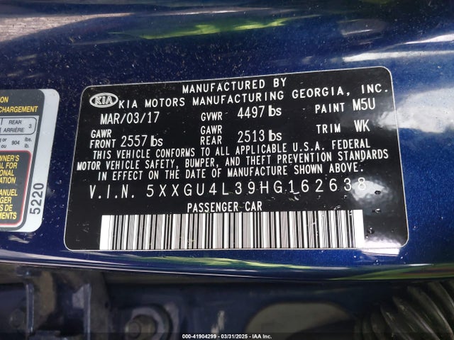 5XXGU4L39HG162638 KIA OPTIMA EX