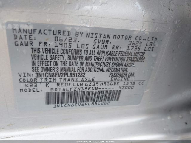 3N1CN8EV2PL851282 Nissan Versa 1.6 Sv Xtronic Cvt