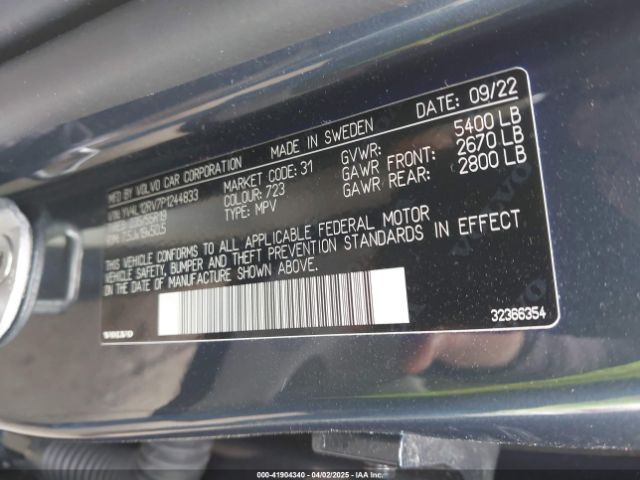 YV4L12RV7P1244833 Volvo Xc60 B5 Core