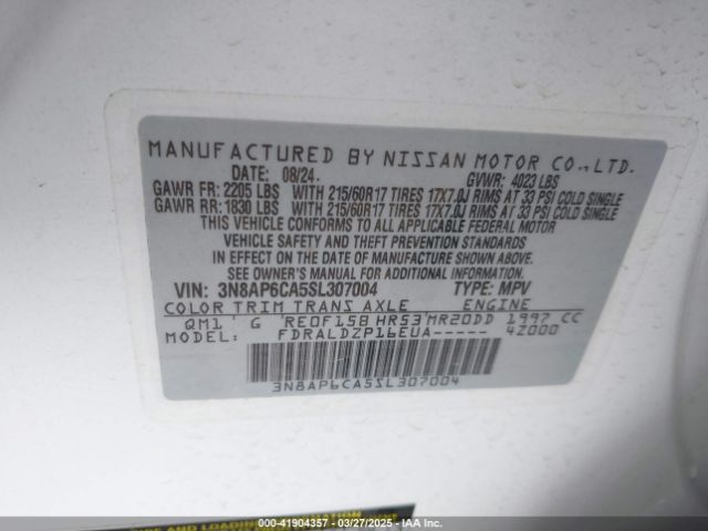 3N8AP6CA5SL307004 Nissan Kicks Sv Fwd