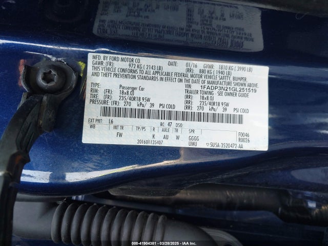1FADP3N21GL251519 Ford Focus Titanium