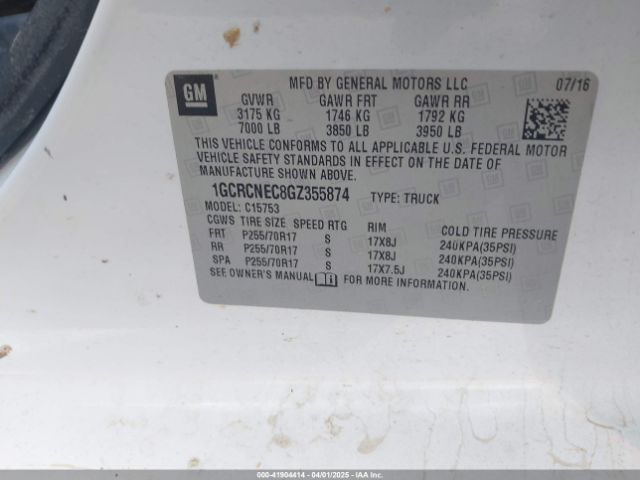 1GCRCNEC8GZ355874 Chevrolet Silverado 1500 Wt