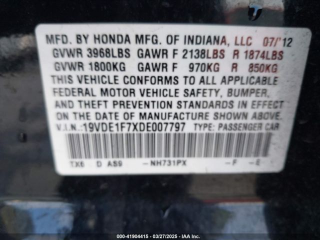 2013 ACURA ILX 19VDE1F7XDE007797 Photo 8