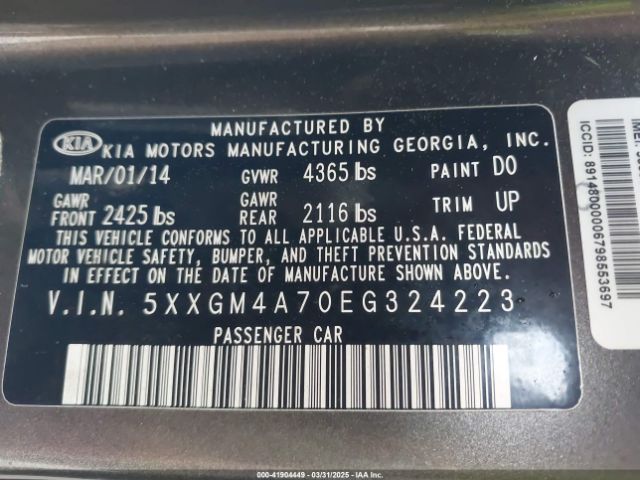 5XXGM4A70EG324223 KIA Optima Lx