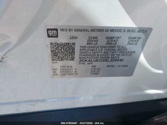 3GKALUEG3SL229940 GMC Terrain Awd Elevation