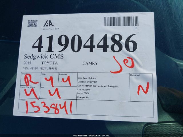 4T1BF1FK2FU889645 Toyota CAMRY SE