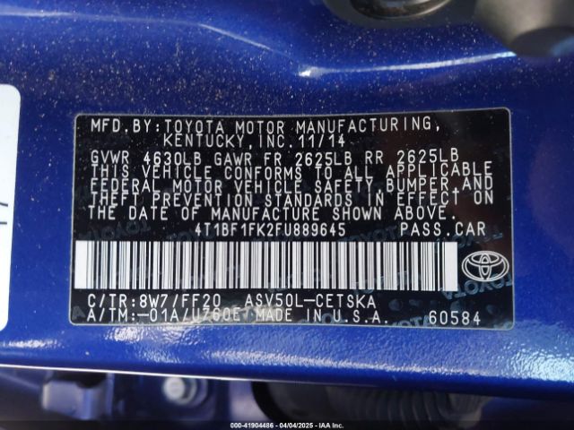 4T1BF1FK2FU889645 Toyota CAMRY SE